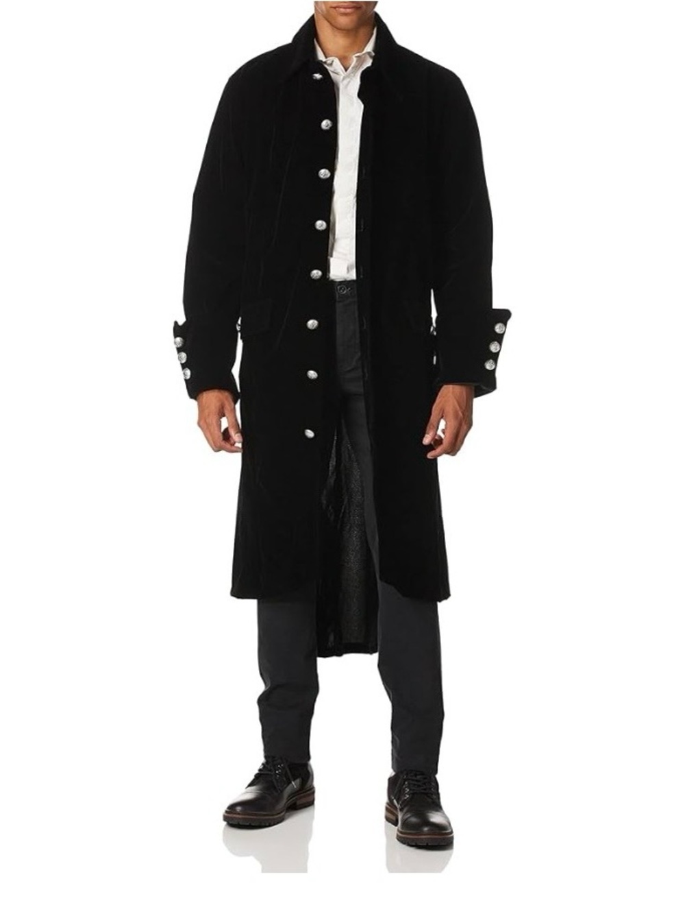 Charades Men's Treasure Island Pirate Costume Coat, black, faux Velvet Large